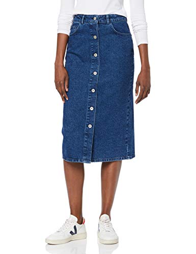 Amazon brand - find. Evasé Jeans Midi Skirt Women, Blue, 40, Label: M