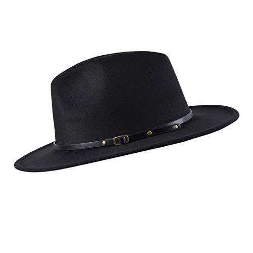besbomig Men's Jazz Hat Women - Wide brimmed woolen hat