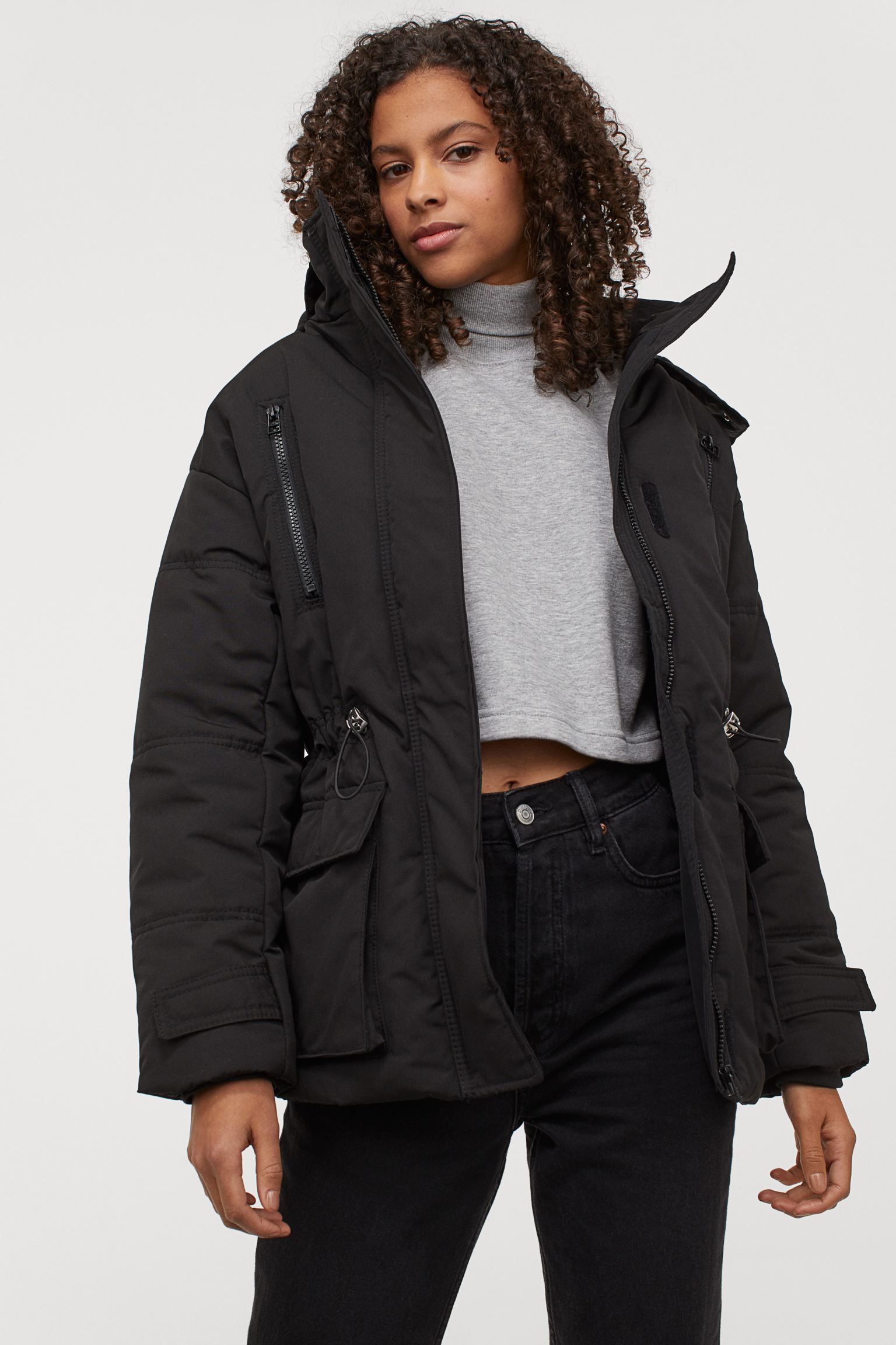 Padded jacket with zippers