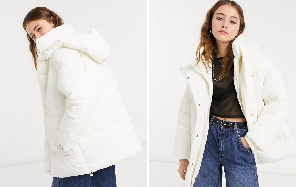 Monki's short puffy hooded coat