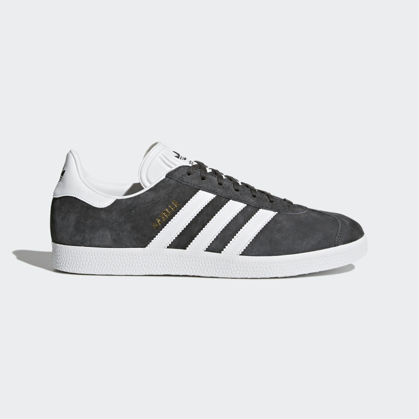 Grey and white Gazelle sneakers