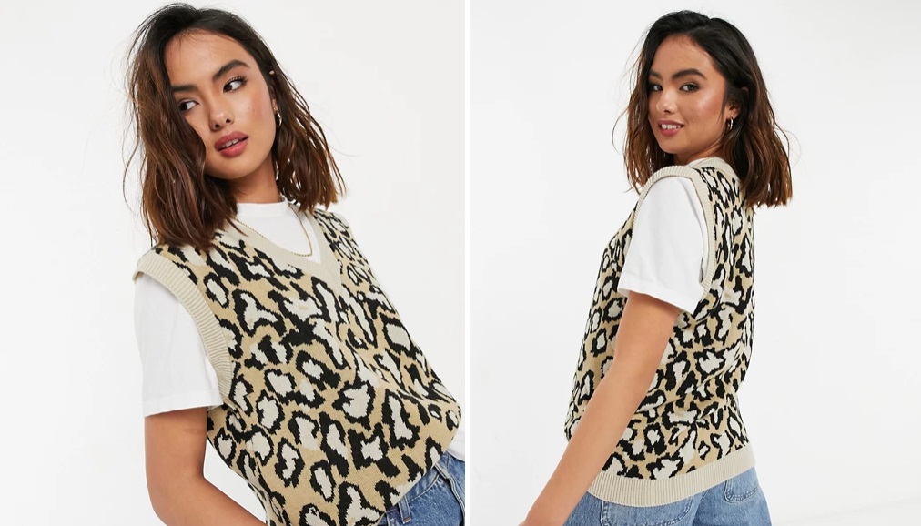 Animal print knitted vest