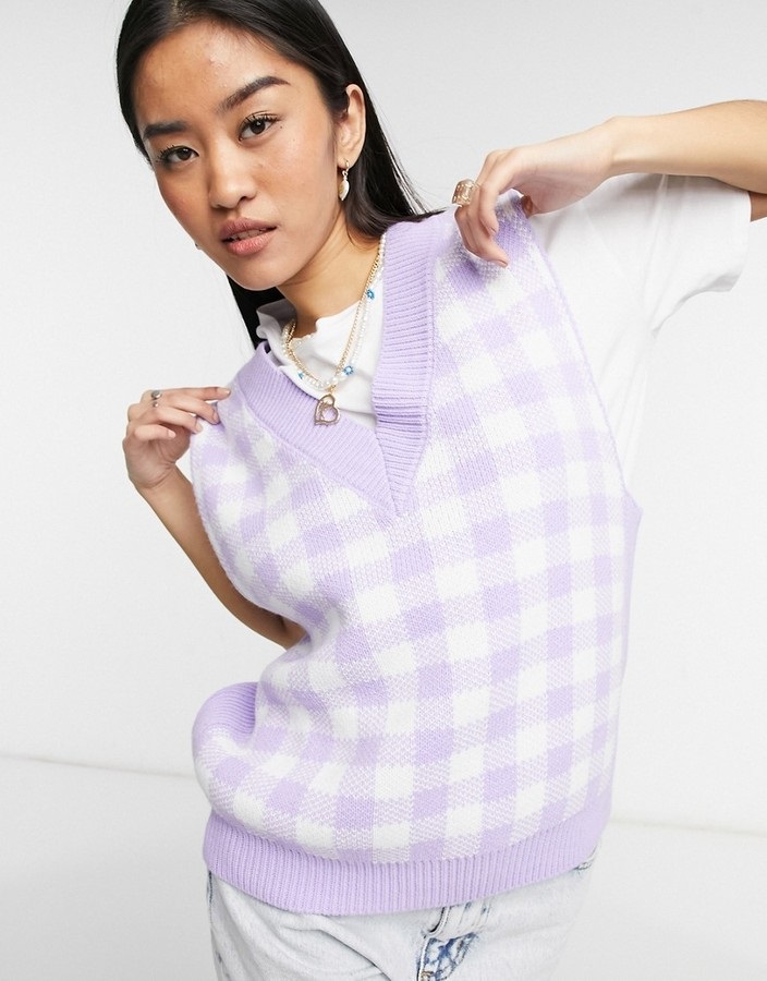 Lilac and white check waistcoat