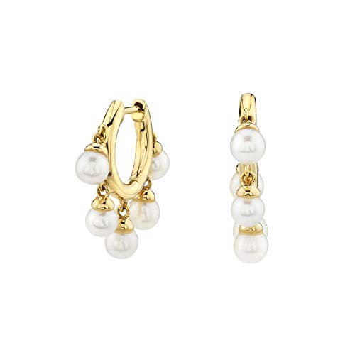 Hoop earrings with pearls - 18kt gold plated sterling silver 925 - Women's jewellery.