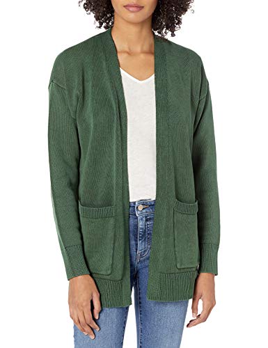 Goodthreads Mineral Wash Cardigan Open Cardigan Sweater, Moss Green, M